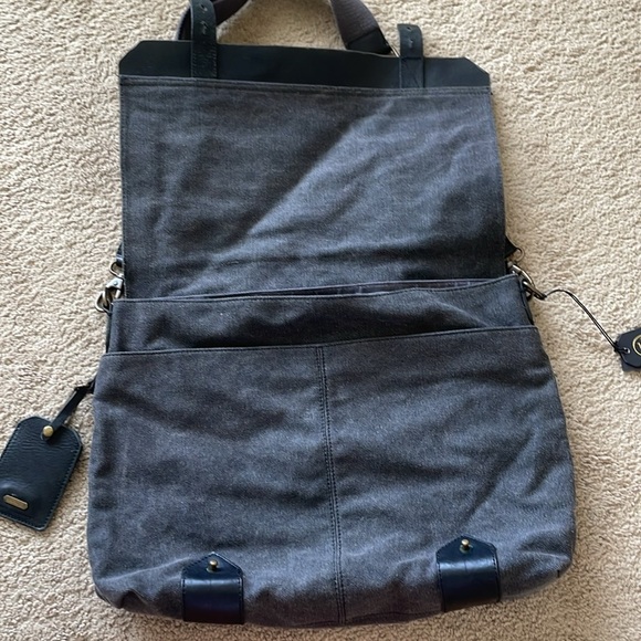 Hayden Harnett Smithy Messenger Bag Shoulder Laptop Travel Canvas Leather Office - Picture 6 of 14